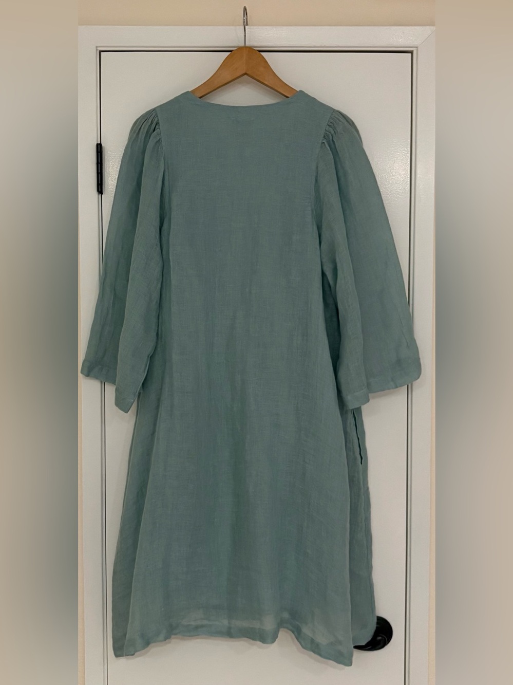Sundance Sage Green Linen & Cotton Dress with Side Pockets - Picture 2 of 8